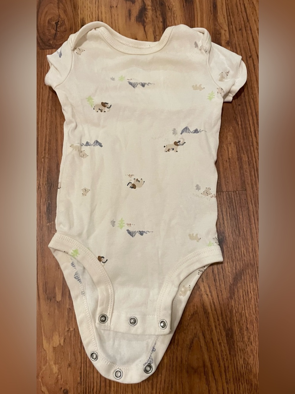 Gerber Cream Short-Sleeve Bodysuit with Tiny Animal Prints